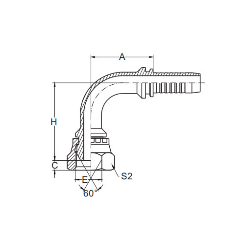 22691-90° BSP Конусное уплотнение с внутренней резьбой 60°