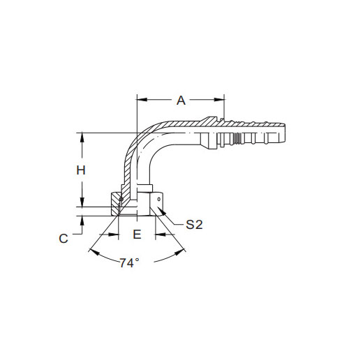 26793-W Блокировка с конусным седлом, 90° JIC, внутренняя резьба, 74°